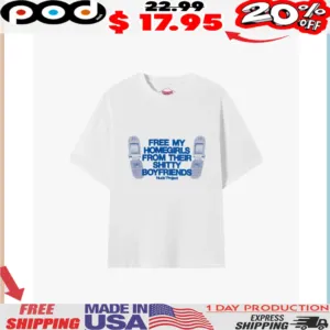 Retro Y2K FREE MY HOMEGIRLS FROM THEIR SHITTY BOYFRIENDS Funny Aesthetic Graphic Shirt