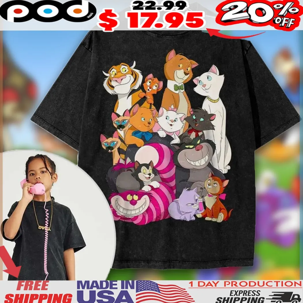 Disney Cats Animated Kids Vintage Shirt