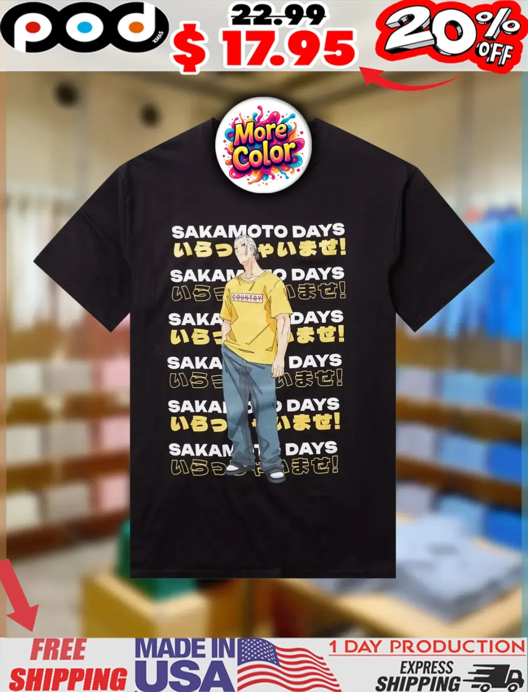 Sakamoto Days Welcome Repeat Character Graphic Street Style Shirt