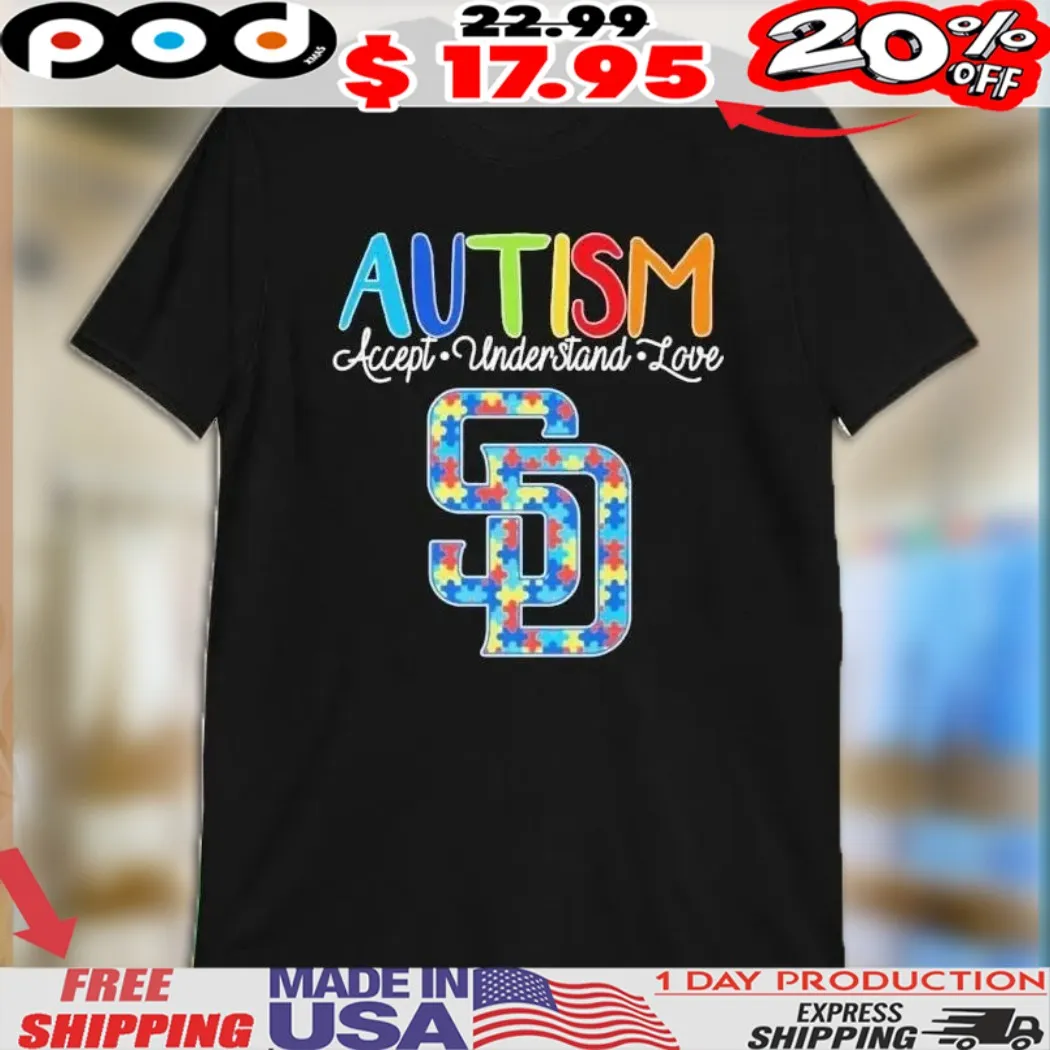 San Diego Padres MLB Baseball Autism Awareness Accept Understand Love Puzzle Logo Shirt