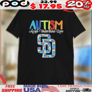 San Diego Padres MLB Baseball Autism Awareness Accept Understand Love Puzzle Logo Shirt