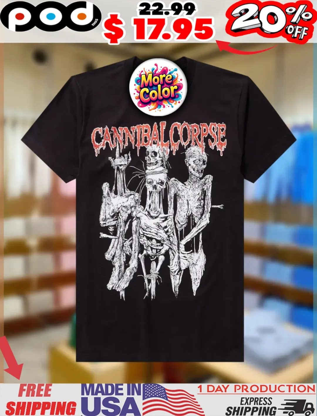 Skeletons Cannibal Corpse 2024 European Tour Horror Shirt