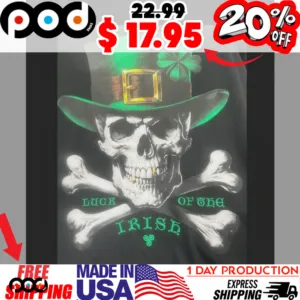 Skull St Patrick's Day With Hat Luck Of The Irish Shirt