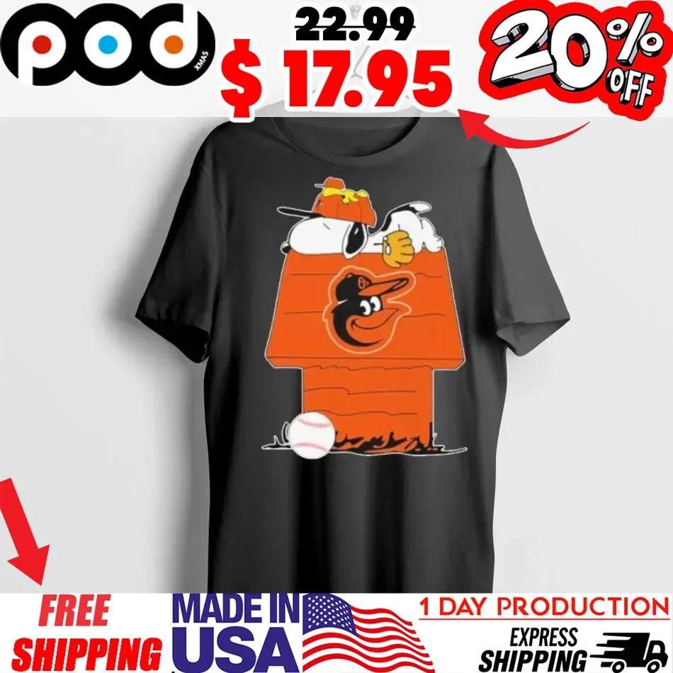 Snoopy And Woodstock Sleeping Dog House Baltimore Orioles Shirt