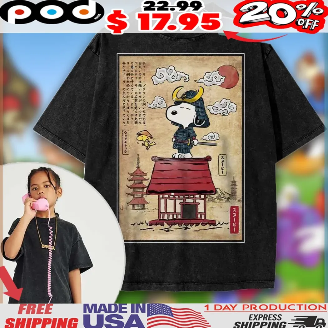 Snoopy For Peanuts Beagle Samurai in Japan Animated For Kids Shirt
