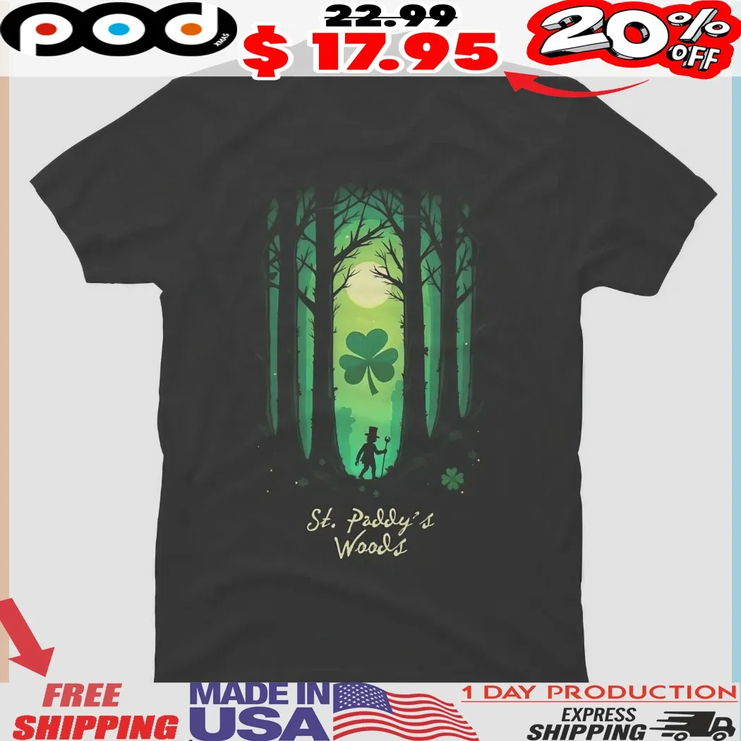 St. Paddy's Woods Leprechaun's Woods Moonlit Shamrock Forest Night St Patrick Day Shirt
