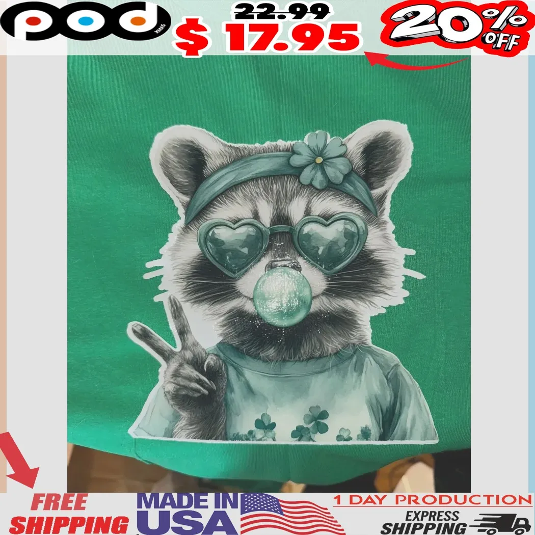 St patrick day Raccoon Blowing Bubble Lucky Shirt