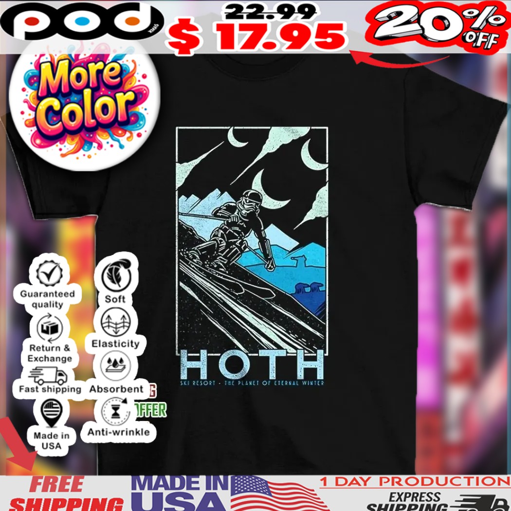 Stormtrooper skiing on Planet Hoth Ski resort The Planet of Eternal Winter shirt