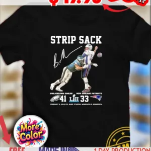 Strip Sack Brandon Graham Philadelphia Eagles 41-33 vs New England Patriots signature logo shirt