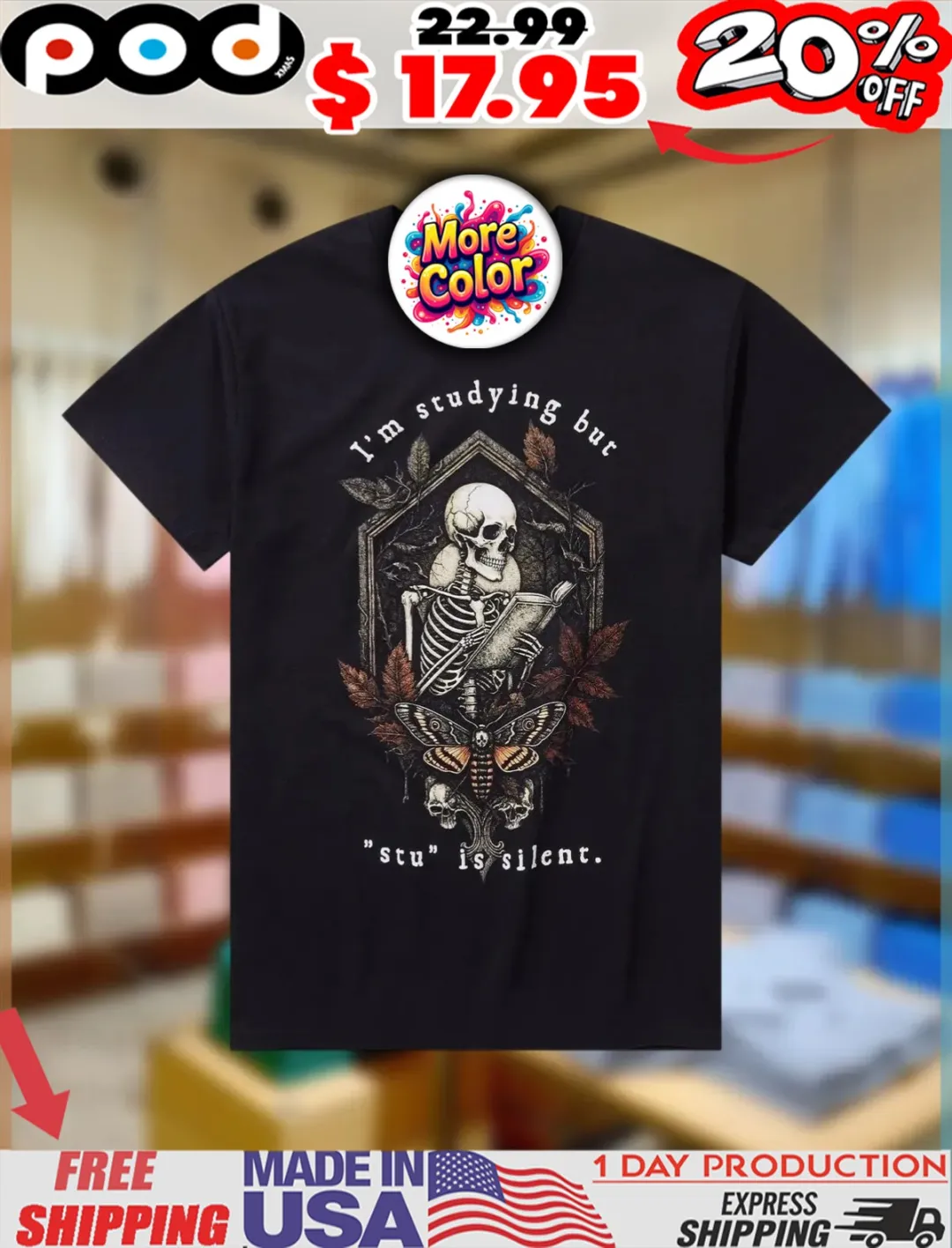 Studying Skeleton I'm Studying But Stu Is Silent Vintage Shirt