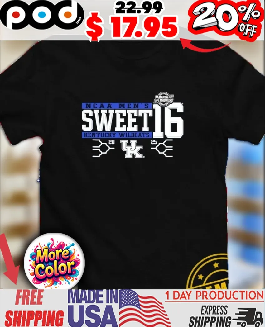 Sweet 16 Kentucky Wildcats 2025 NCAA Men’s Basketball Championship March Madness UK logo shirt