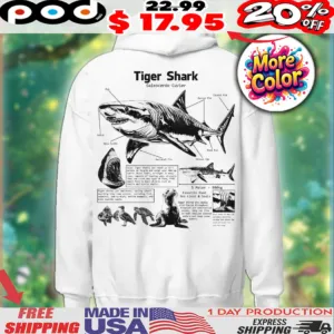 Tiger Shark Galeocerdo Cuvier Anatomy Animal Knowledge Tiger Shark Biology Novelty Graphic Shirt