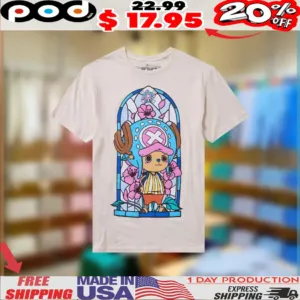 Tony Chopper Cherry Blossom One Piece Stained Glass Girls Shirt