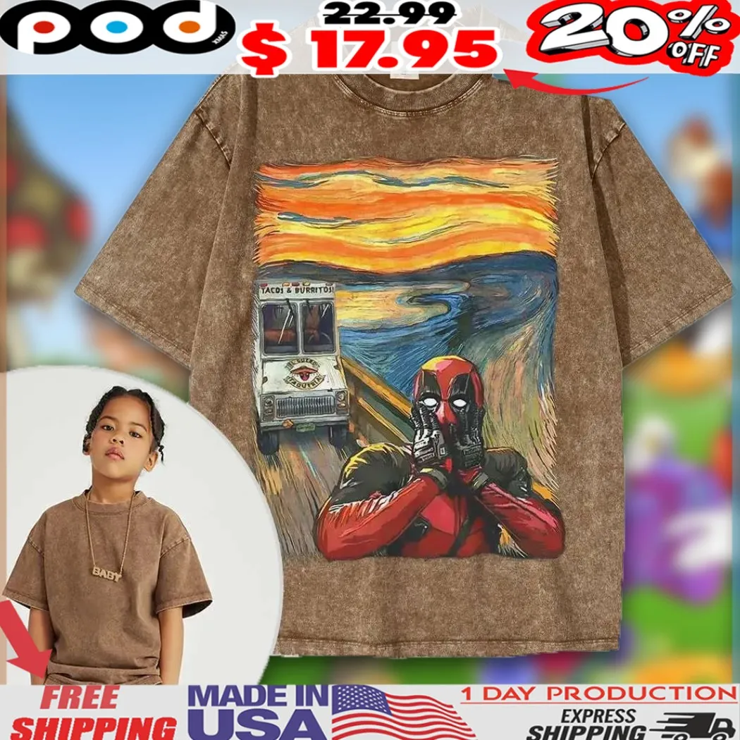 Deadpool The Scream Parody Marvel Comics Vintage For Kids Shirt