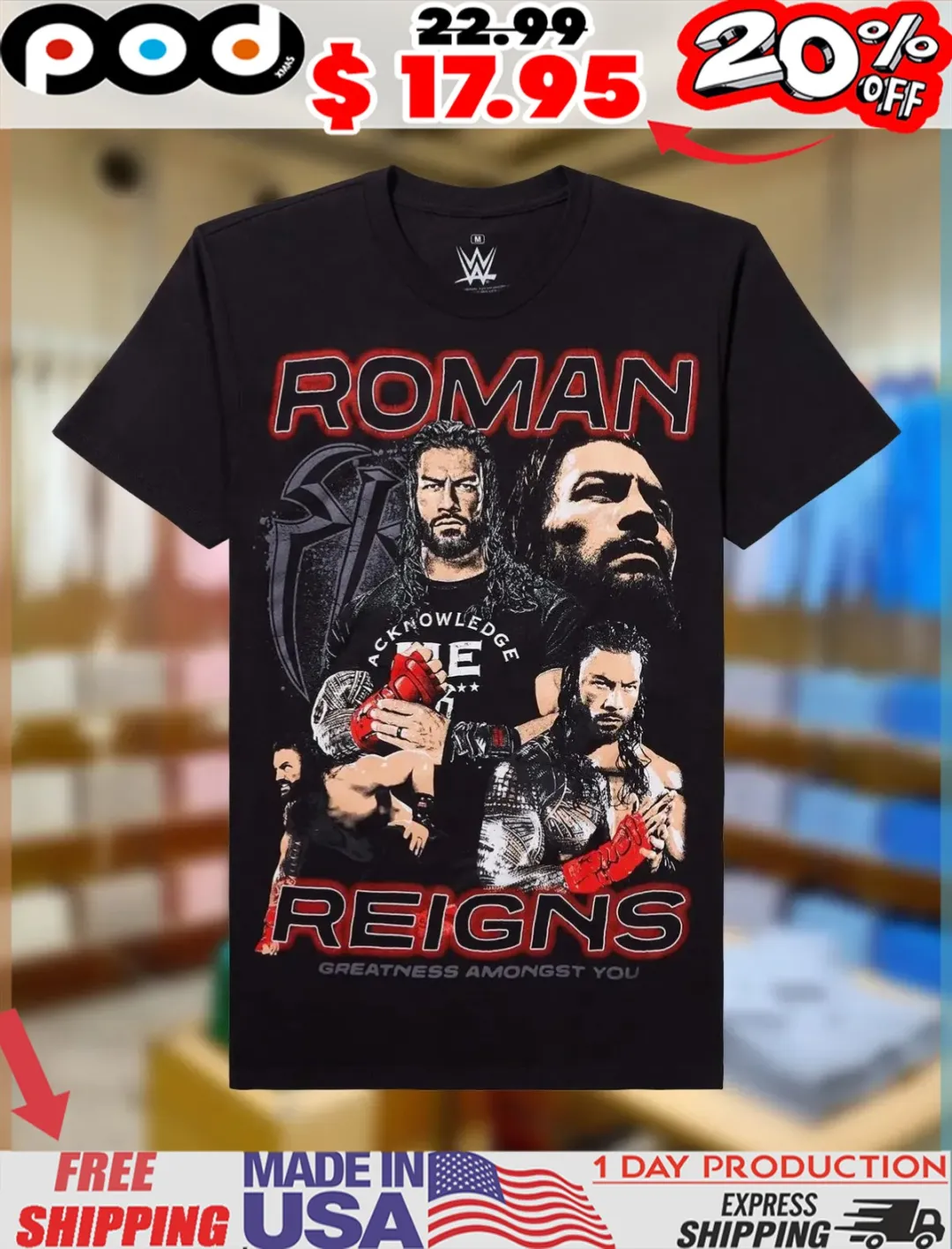 WWE Roman Reigns Greatness Amongst You Vintage Shirt