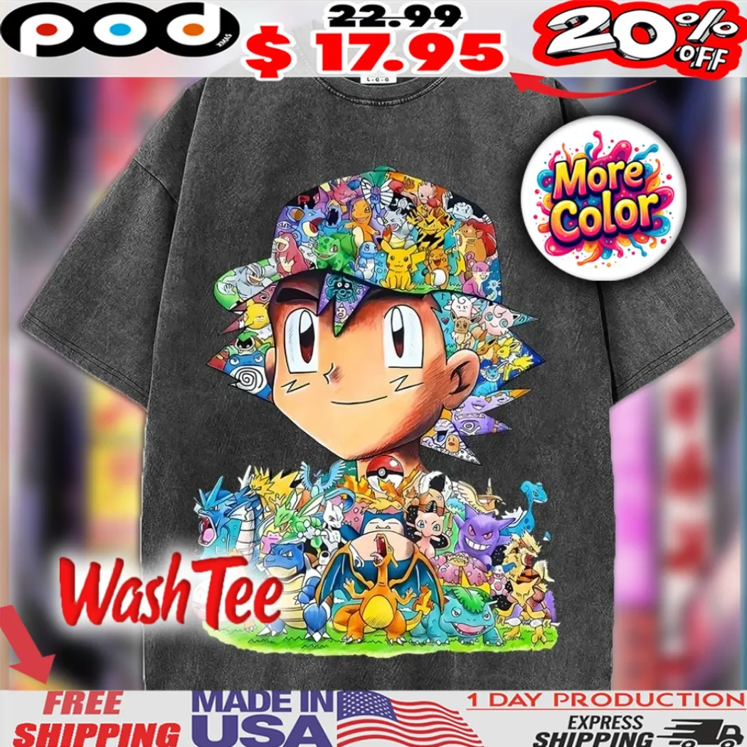 Who is an Ash Ketchum fan Vintage Pokémon Trainer Ash Ketchum Collage 90s Anime Tee for Fans Shirt Who is an Ash Ketchum fan Vintage Pokémon Trainer Ash Ketchum Collage 90s Anime Tee for Fans Shirt