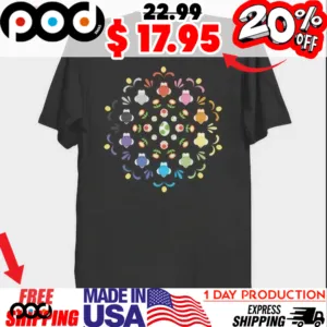 Yoshi Prism eggs, mushrooms, flowers, bugs shirt