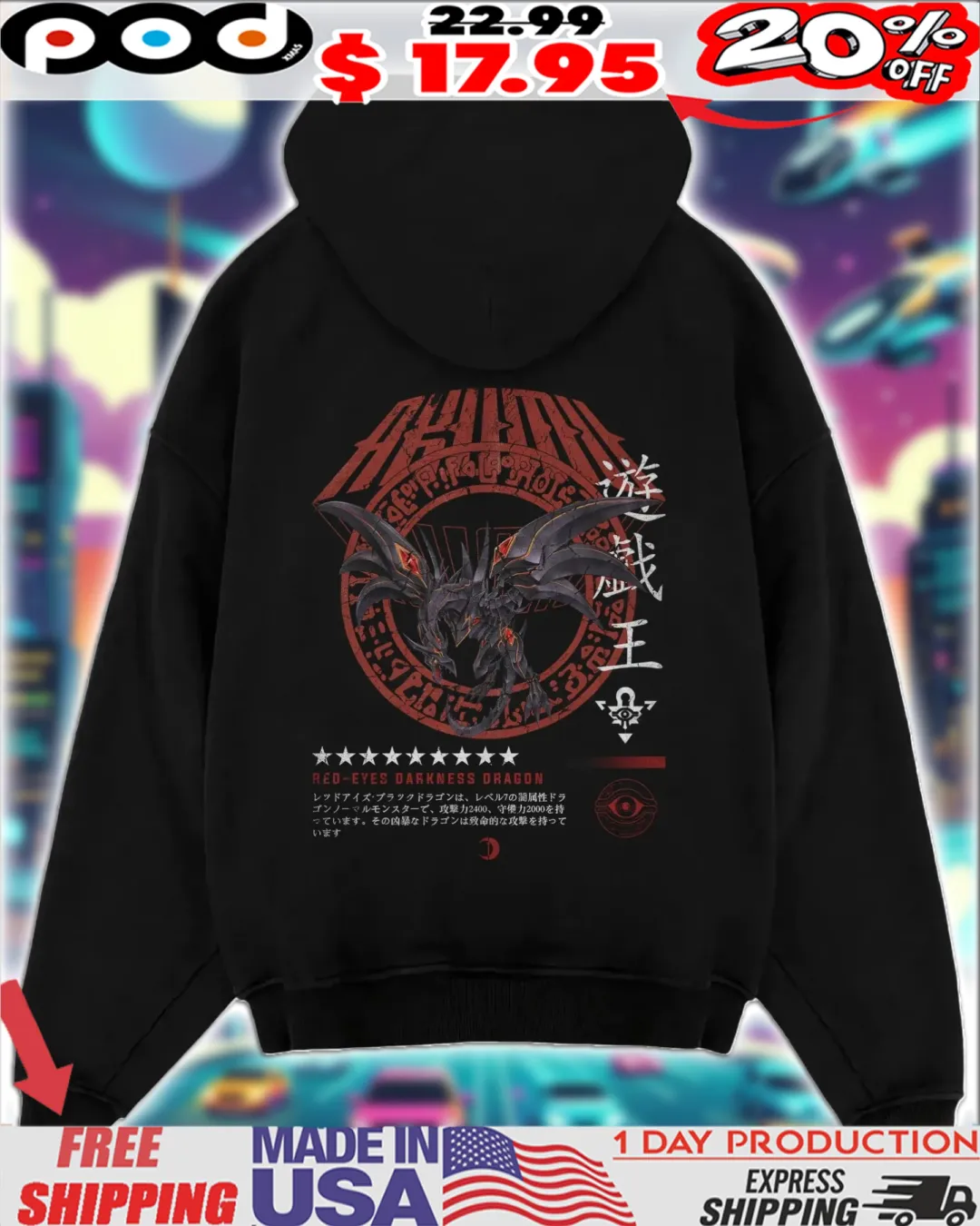 Yu-Gi-Oh! Red-Eyes Darkness Dragon Vintage Anime Streetwear Shirt