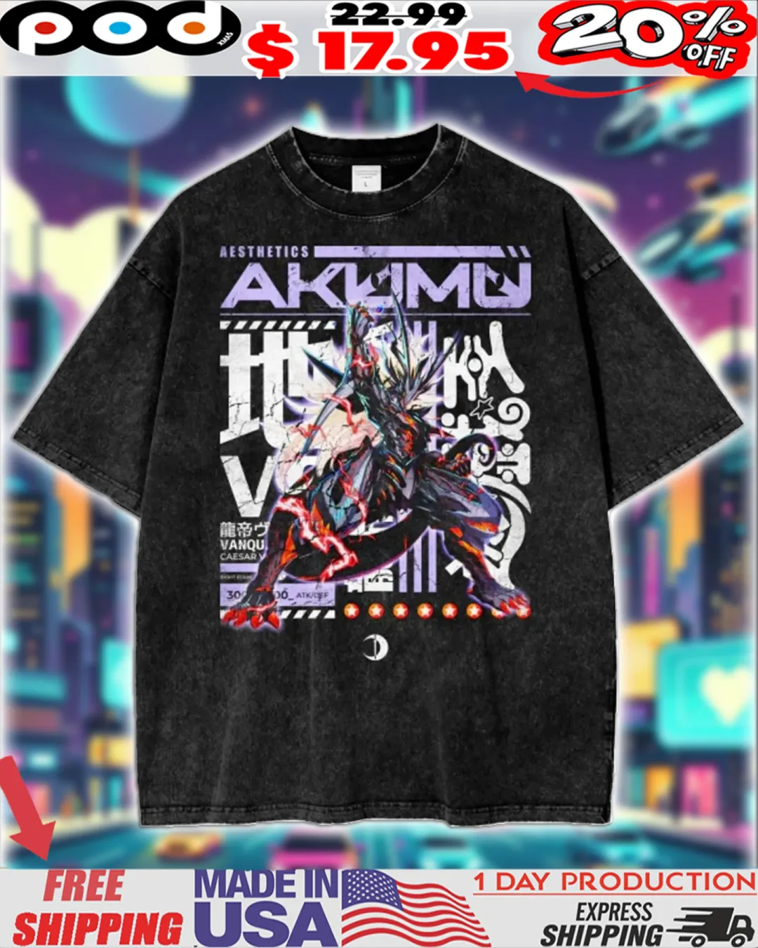 Yu-Gi-Oh! 'Vanquish Soul Caesar Valius' Dragon Emperor Anime Shirt Yu-Gi-Oh! 'Vanquish Soul Caesar Valius' Dragon Emperor Anime Shirt