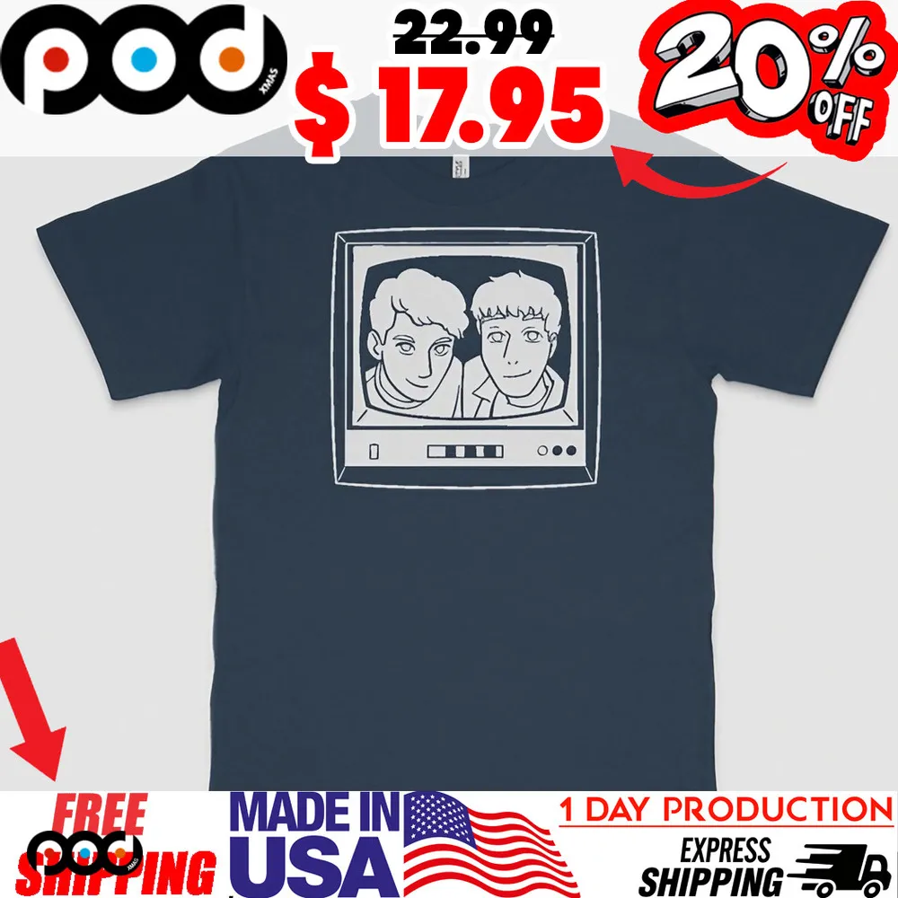animated television boys couple with face shirt