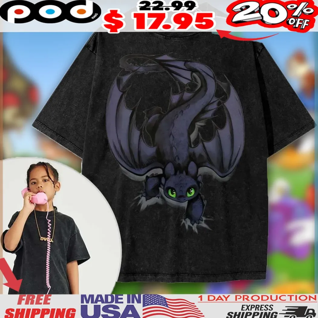 Toothless Toothless Night Fury How to Train Your Dragon Animated For Kids Vintage Shirt
