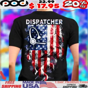 American Flag Dispatcher Patriotic Headset Smoke Effect Design 2025 Shirt