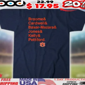 Auburn Tigers Basketball Broome & Cardwell & Baker-Mazara & Jones & Kelly & Pettiford Shirt