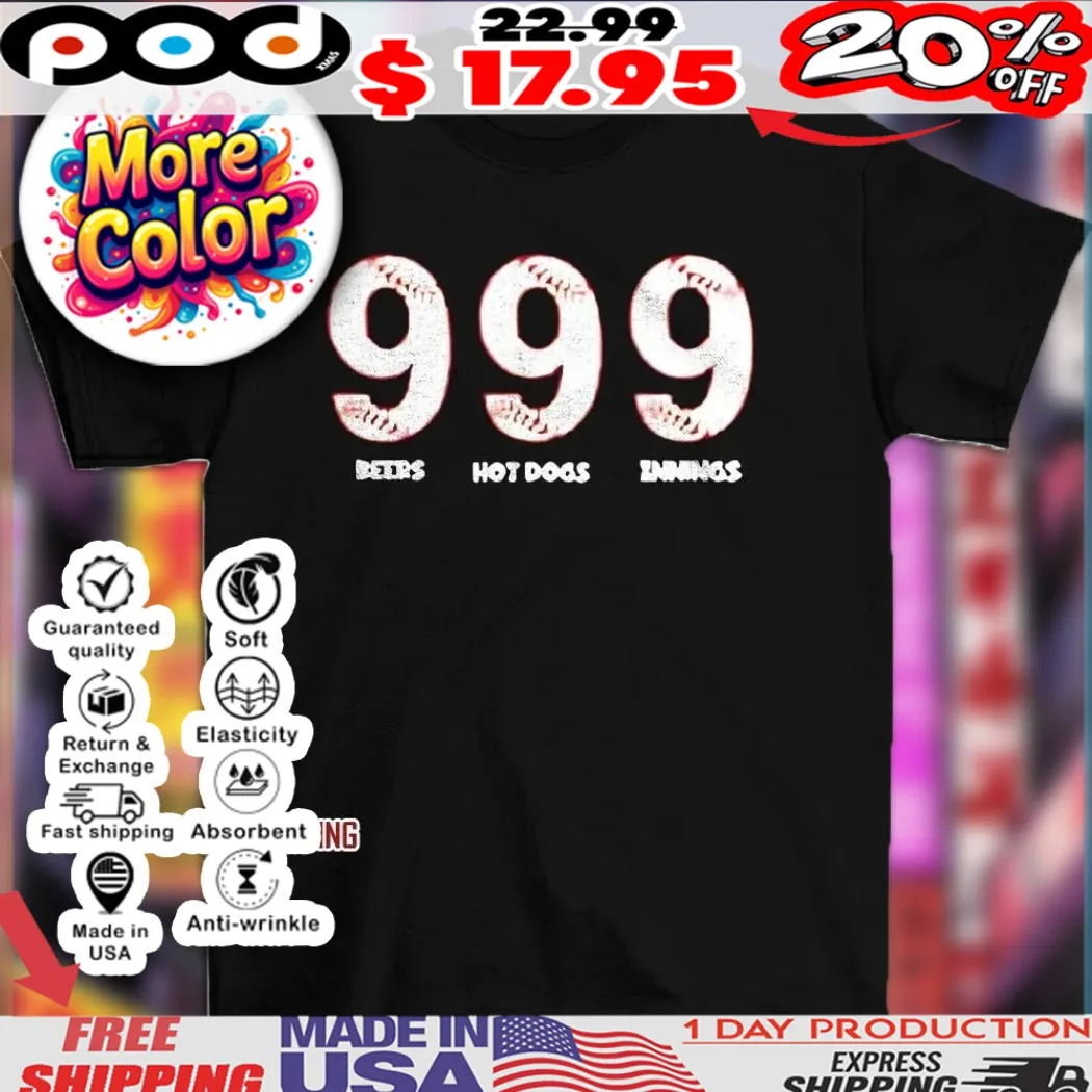 Baseball challenge 999 beers hot dogs innings shirt