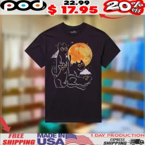 Black Cat Moon Vintage Collage 2025 Shirt