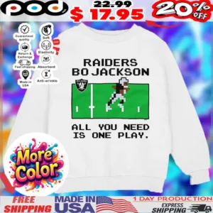 Bo Jackson Las Vegas Raiders Tecmo Bowl All You Need Is One Play Pixel Shirt