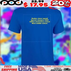 Bunker cheer squad Special olympics 2025 Clifton elementary school West middle school shirt