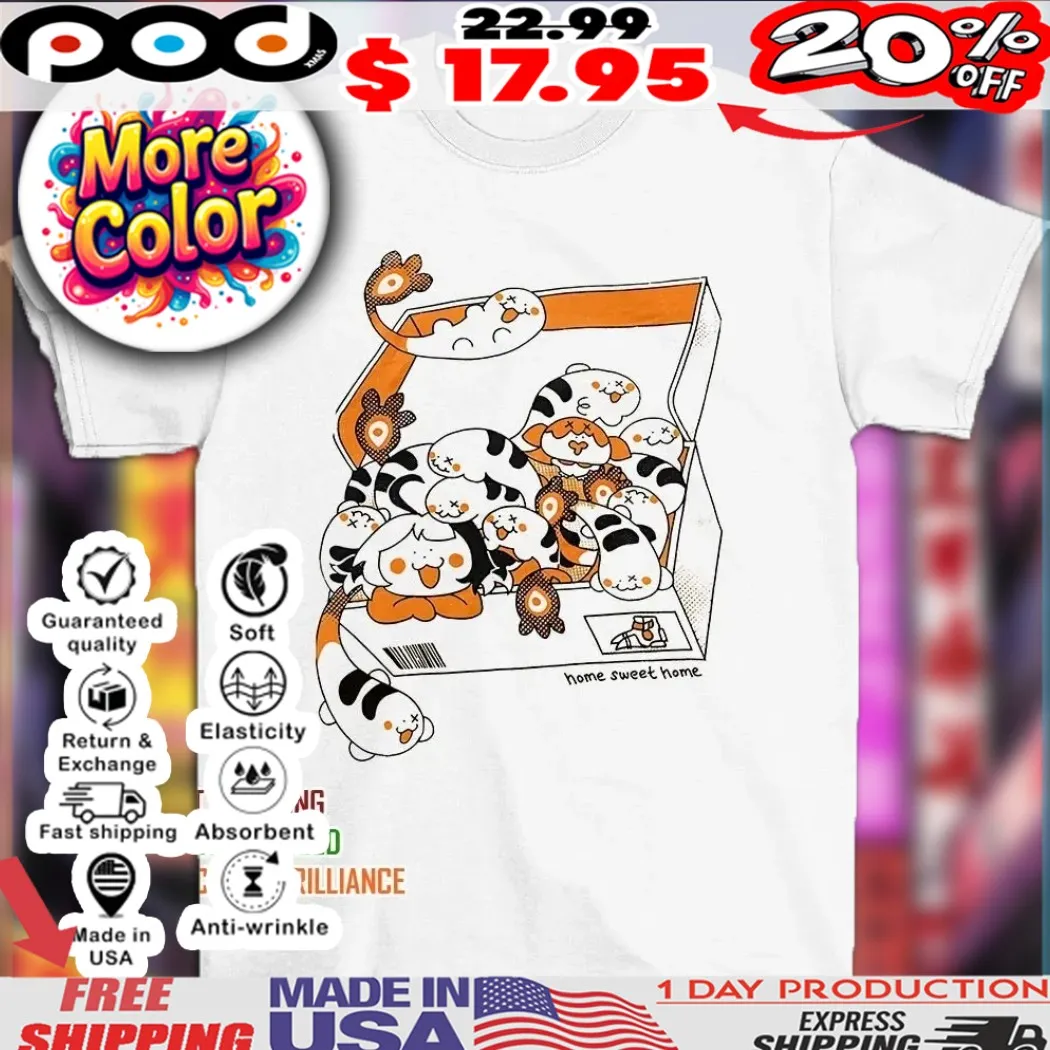 Cute cozy cat box home sweet home shirt