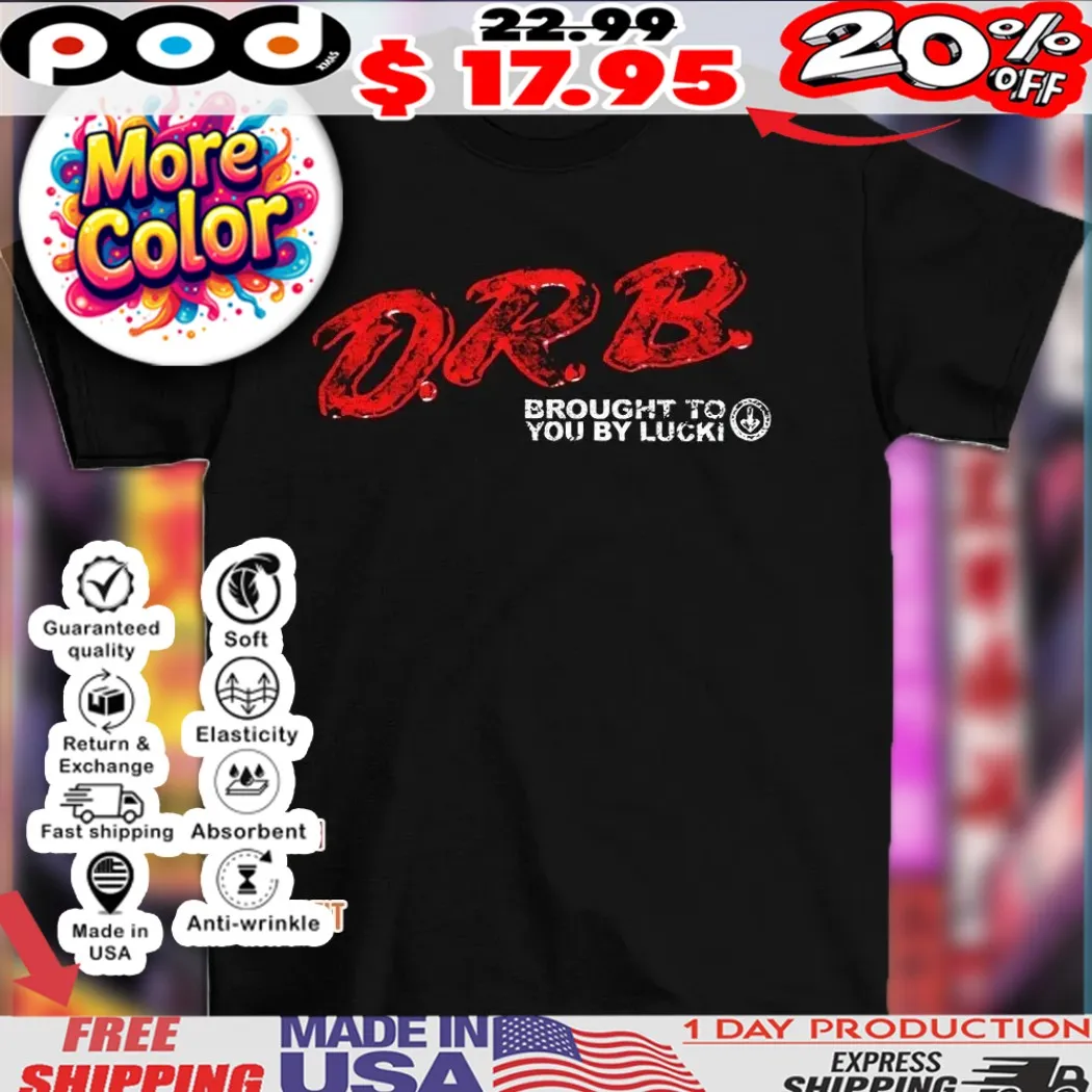 Drb brought to you by lucki red text shirt