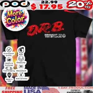 Drb brought to you by lucki red text shirt