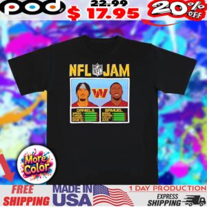Jayden Daniels and Deebo Samuel NFL Jam Washington Commanders 2025 shirt