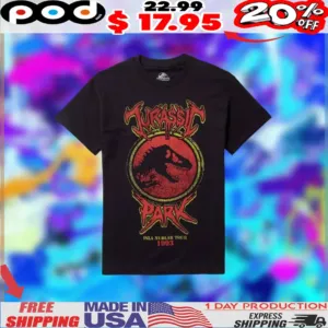 Jurassic Park Isla Nublar Tour 1993 Logo Metal Vintage Shirt
