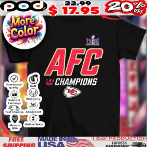 Kansas City Chiefs AFC Champions 2 in a row KC logo shirt