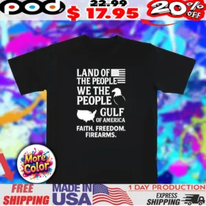 Land of the people we the people gulf of America flag map bird icon shirt