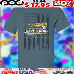 Law Enforcement Torch Run For Special Olympics Maryland Celebrity 40 Years Of Inclusion Shirt (1)