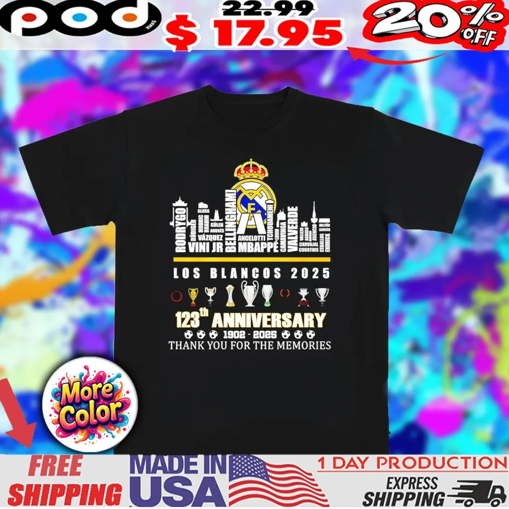 Los Blancos 2025 123th Anniversary 1902 2025 thank you for memories shirt