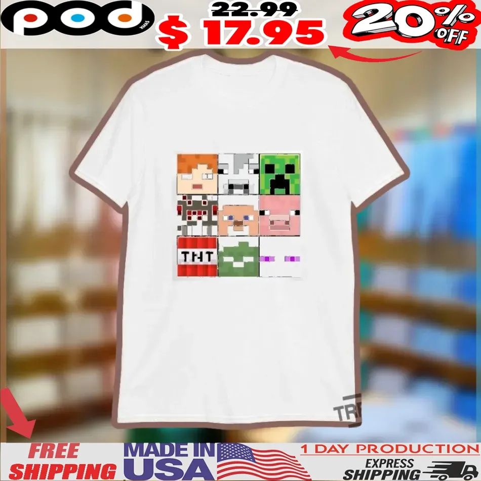 Minecraft Steve Mob Heads Shirt