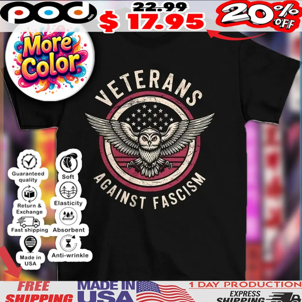 Owl veterans against fascism vintage shirt
