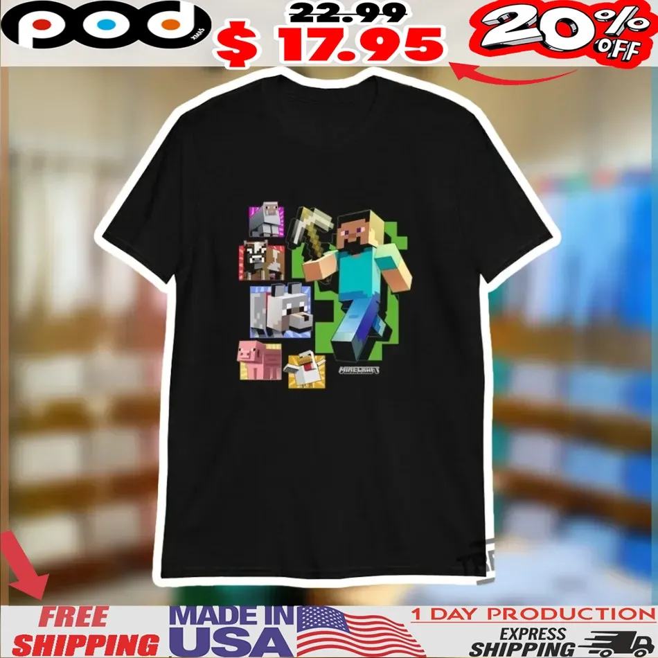 Popgear Boys Minecraft Mini Mobs Steve Shirt