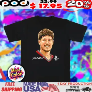 Reed Sheppard Houston Rockets portrait signature face shirt