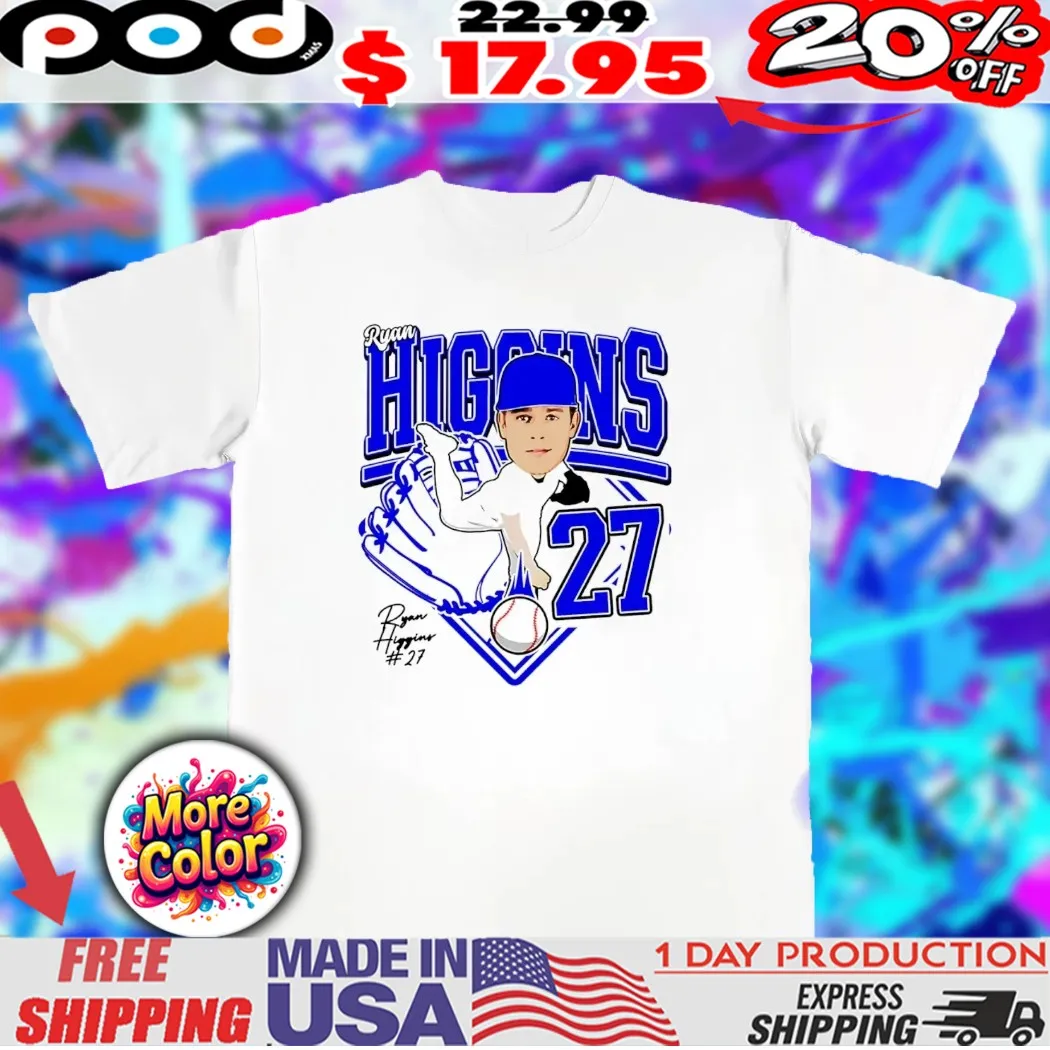 Ryan Higgins 27 Duke baseball caricature chibi shirt