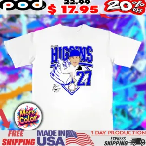Ryan Higgins 27 Duke baseball caricature chibi shirt