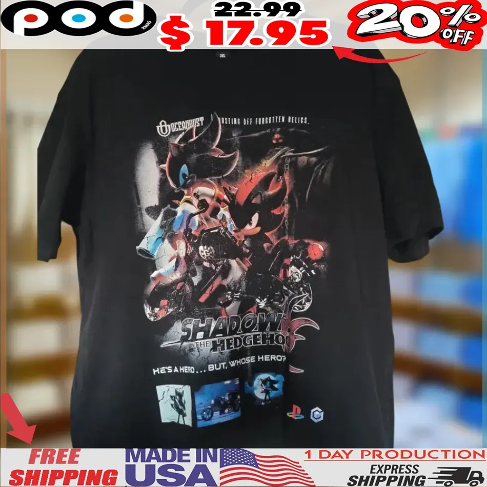 Shadow the Hedgehog Motorcycle Hero Vintage Video Game Graphic 2025 Shirt