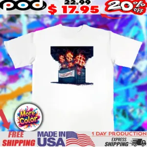Shipping container dollar signs on fire Trump tariffs 2025 shirt