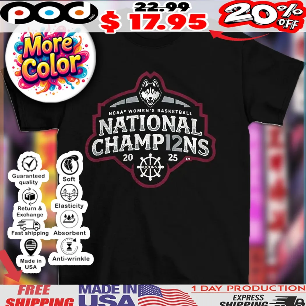 UConn Huskies WBB 2025 NCAA Champions Logo shirt