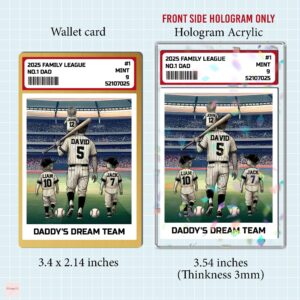 2025 Family League Baseball No 1 Dad Man And Kids Card Personalized Fathers Day Gift Baseball Dad Wallet Card